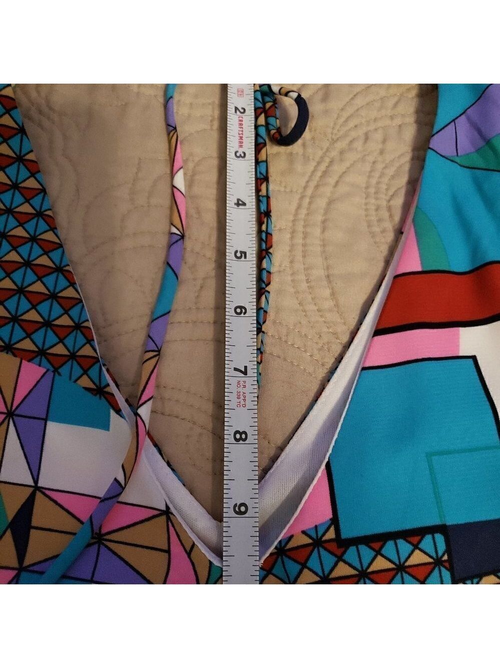 Bright Geometric Print Slit Sleeve Dress - Picture 12 of 12